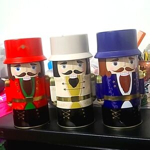 Nutcracker Cookie Tin Cans,Soldiers, Stockings ,3 pcs.